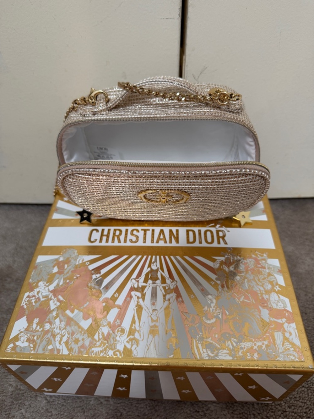 Dior Mini Raffia Crossbody in Beige with Gold Hardware - Picture 4 of 5